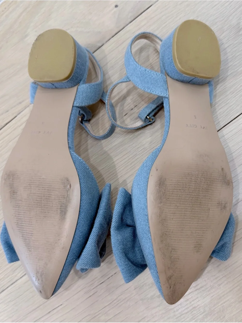 Ivy City Co Mini Eloise Denim Bow Heels Girls Size 3